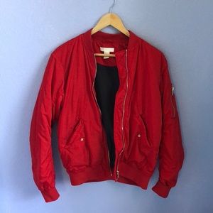 H&M red bomber jacket